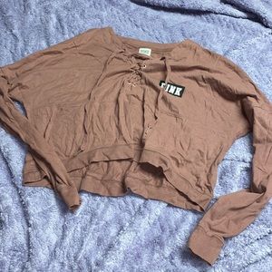 PINK long sleeve cropped shirt